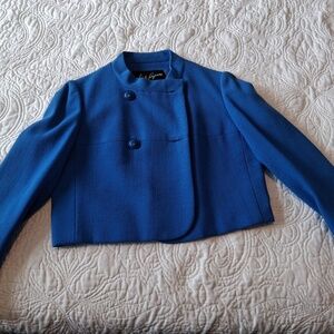 Adele Simpson cropped blue tailored jacket, sz 8